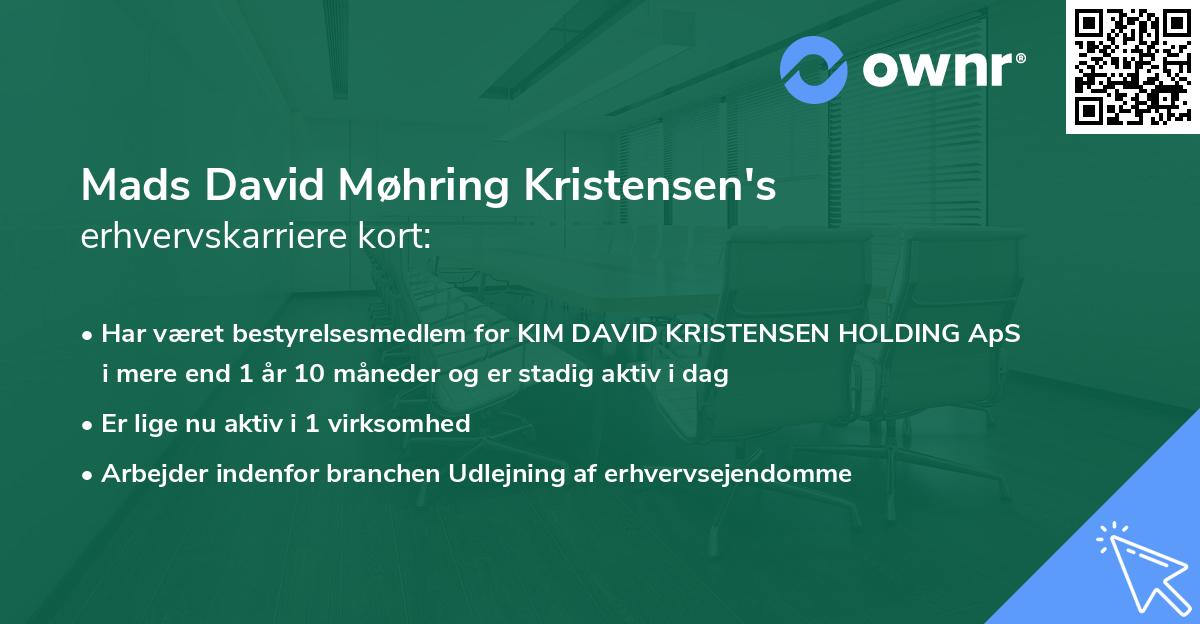 Mads David Møhring Kristensen's erhvervskarriere kort