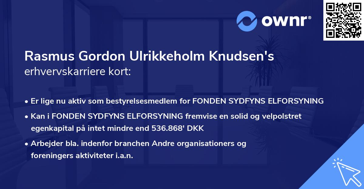 Rasmus Gordon Ulrikkeholm Knudsen's erhvervskarriere kort