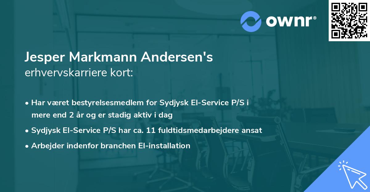 Jesper Markmann Andersen's erhvervskarriere kort