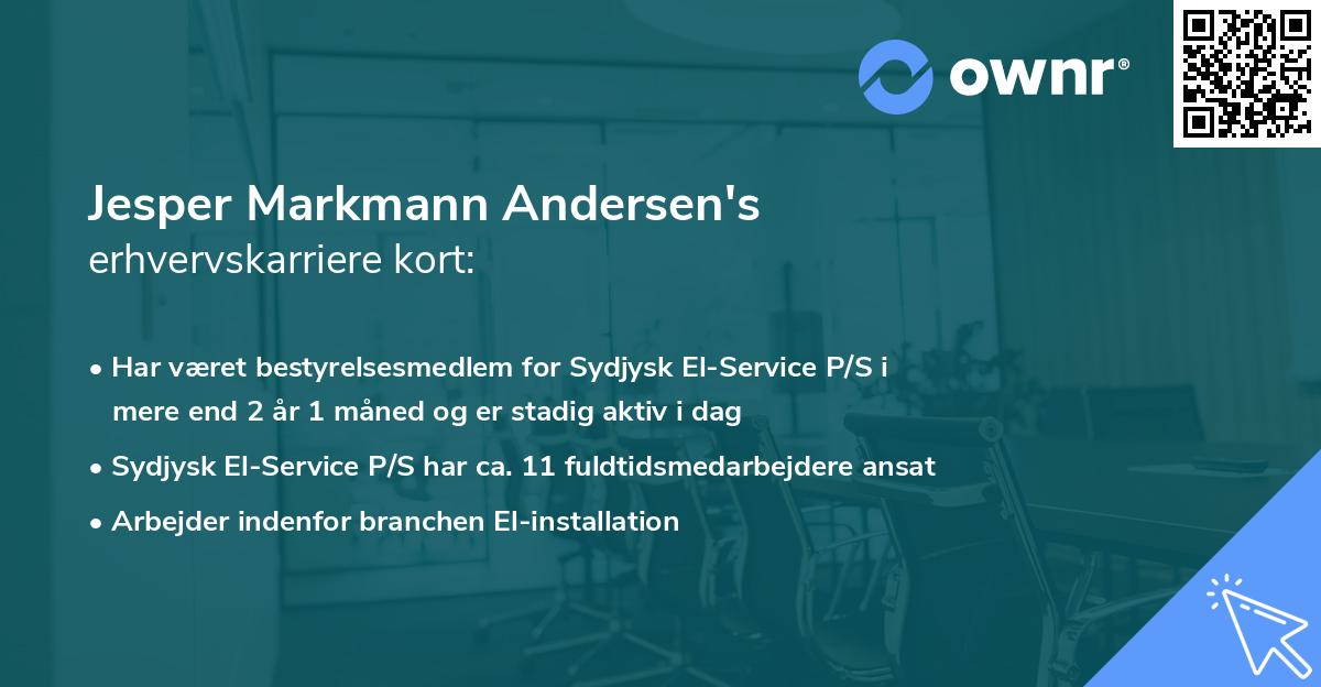 Jesper Markmann Andersen's erhvervskarriere kort