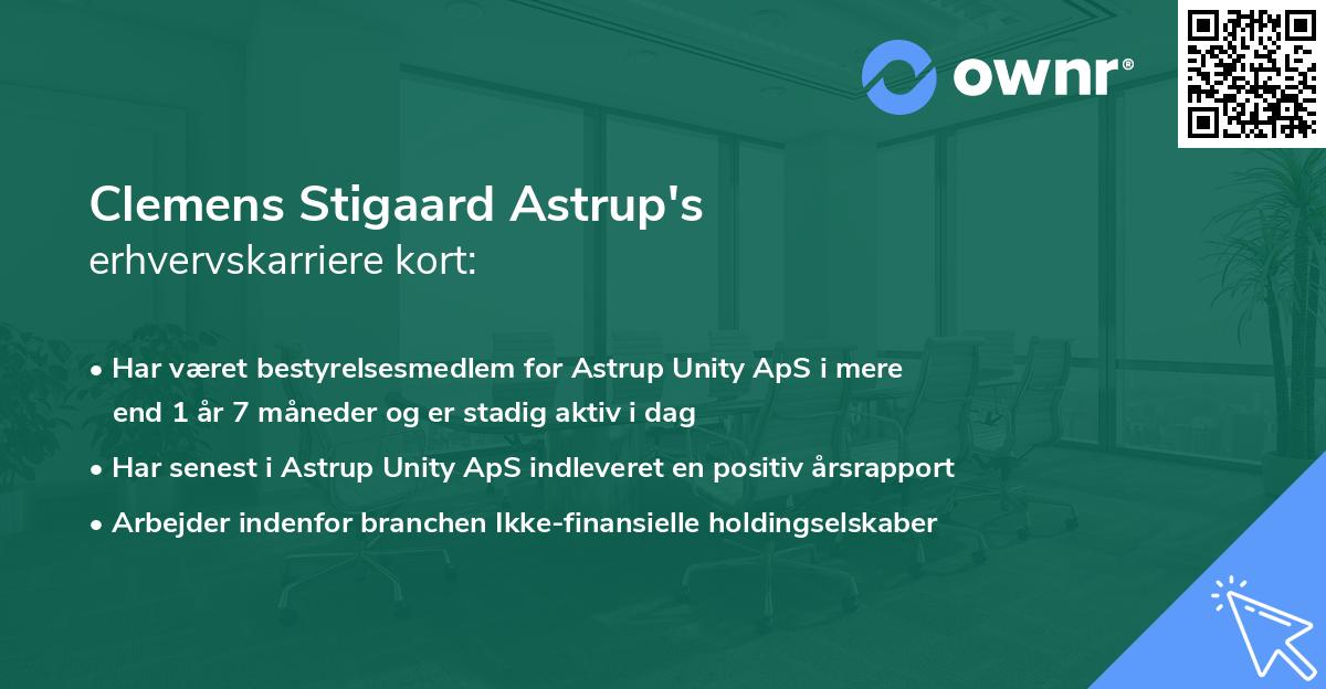 Clemens Stigaard Astrup's erhvervskarriere kort