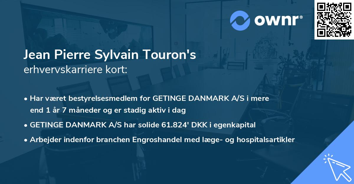 Jean Pierre Sylvain Touron's erhvervskarriere kort