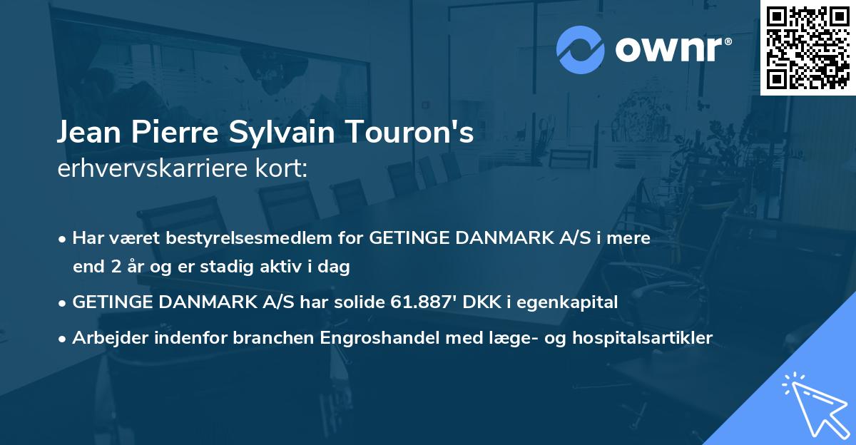 Jean Pierre Sylvain Touron's erhvervskarriere kort