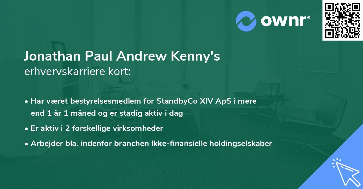 Jonathan Paul Andrew Kenny's erhvervskarriere kort