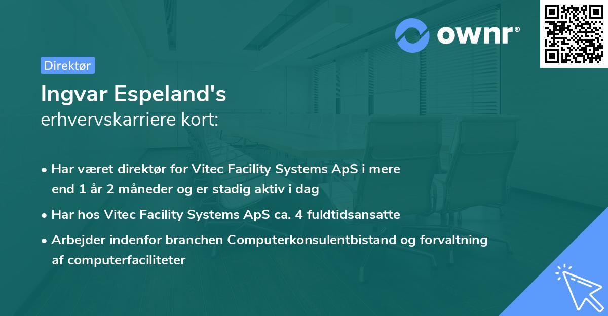 Ingvar Espeland's erhvervskarriere kort