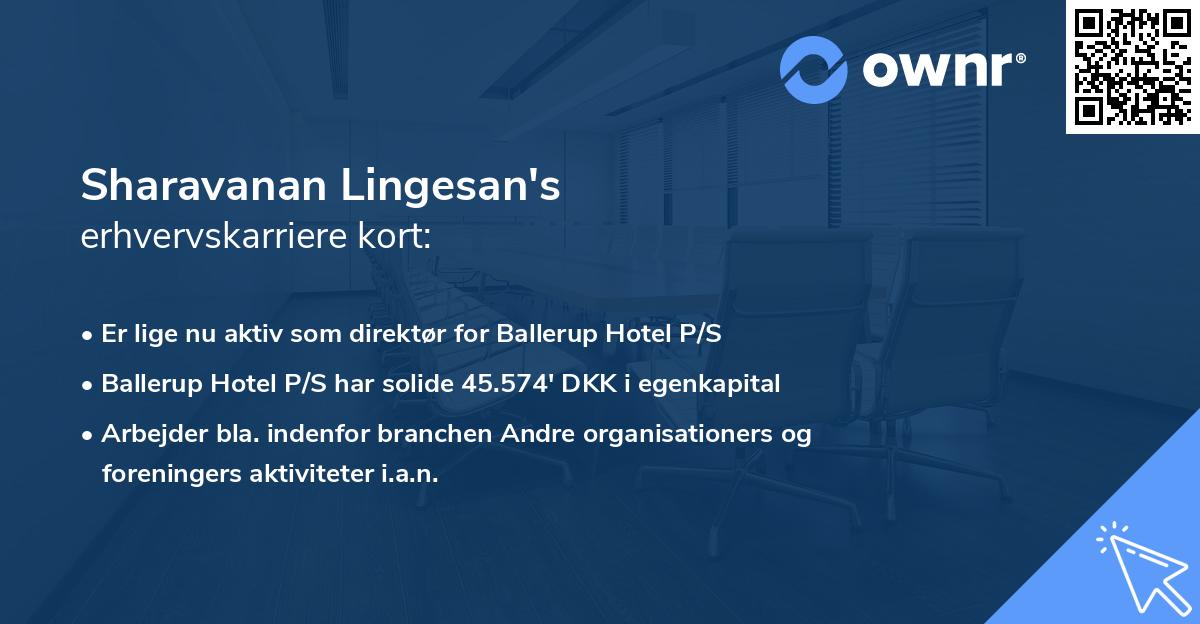 Sharavanan Lingesan's erhvervskarriere kort