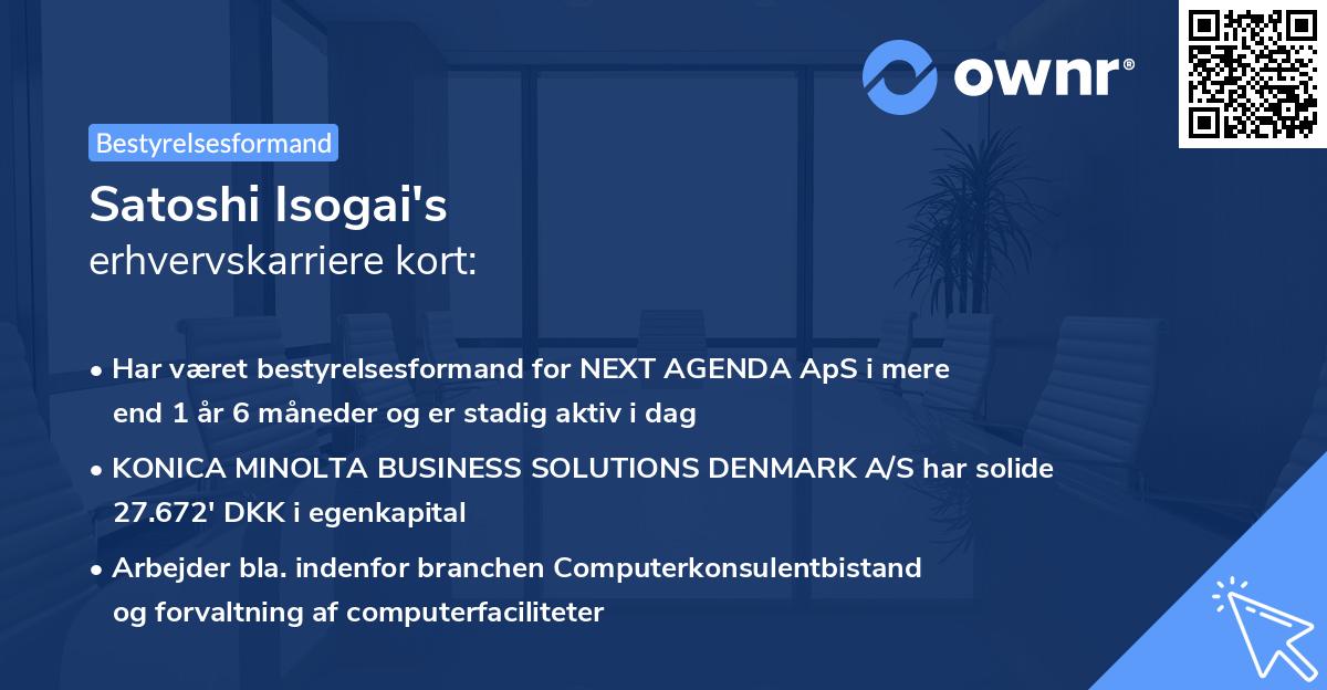 Satoshi Isogai's erhvervskarriere kort
