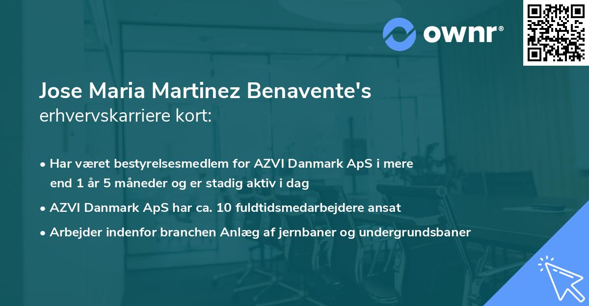 Jose Maria Martinez Benavente's erhvervskarriere kort