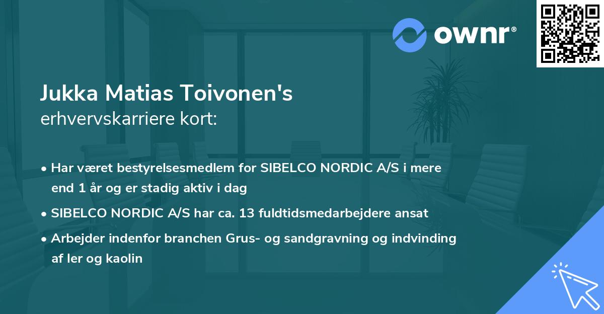 Jukka Matias Toivonen's erhvervskarriere kort