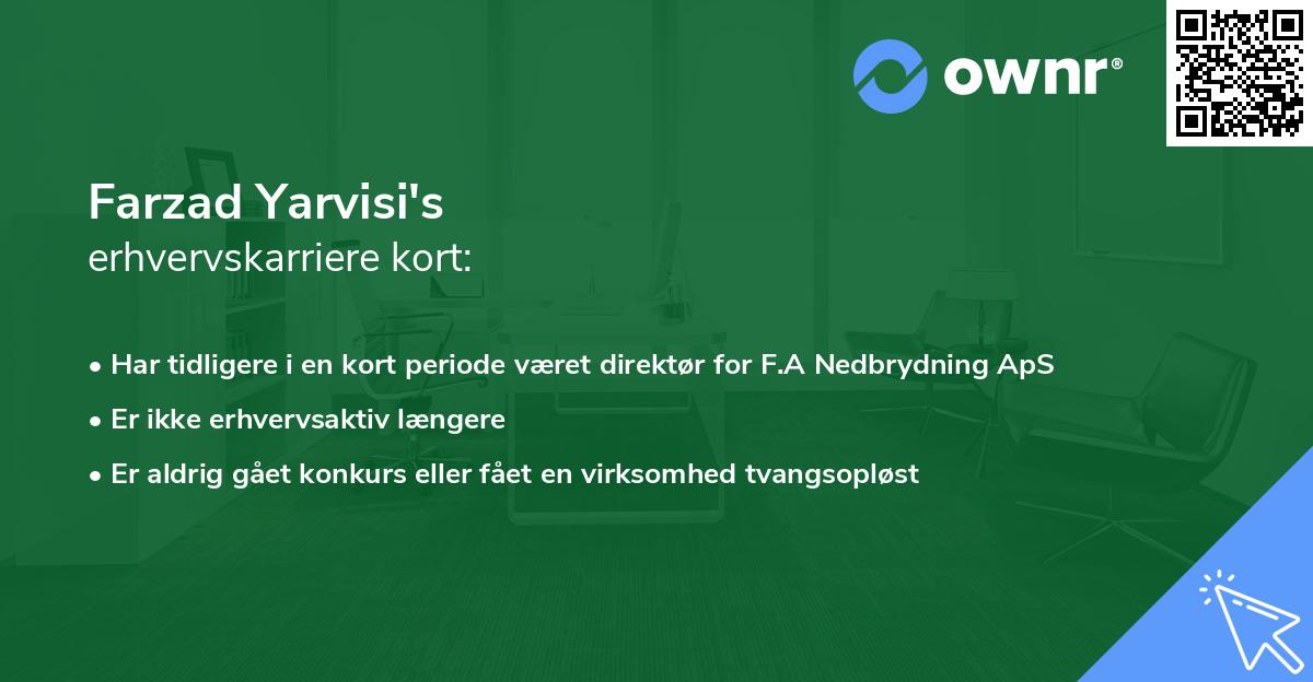 Farzad Yarvisi's erhvervskarriere kort