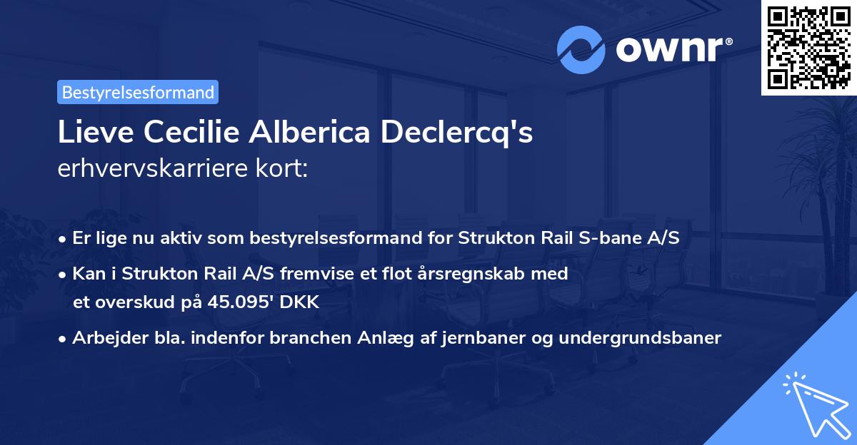 Lieve Cecilie Alberica Declercq's erhvervskarriere kort