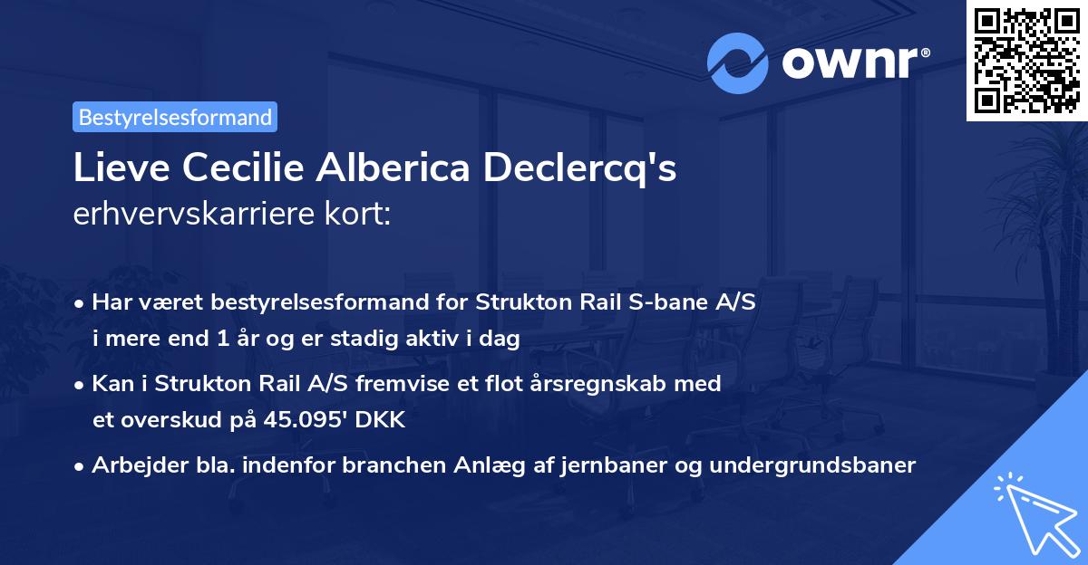 Lieve Cecilie Alberica Declercq's erhvervskarriere kort