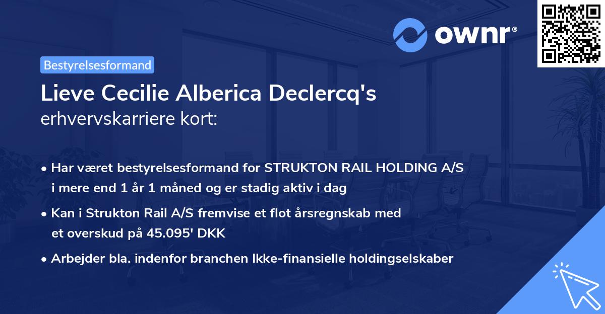 Lieve Cecilie Alberica Declercq's erhvervskarriere kort