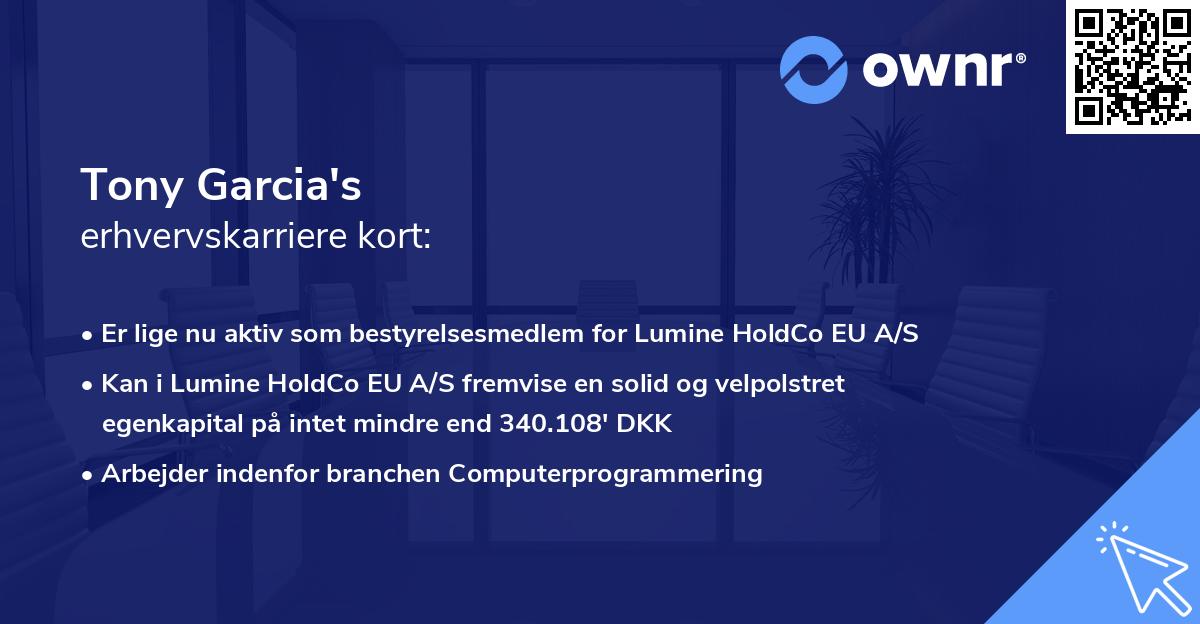 Tony Garcia's erhvervskarriere kort