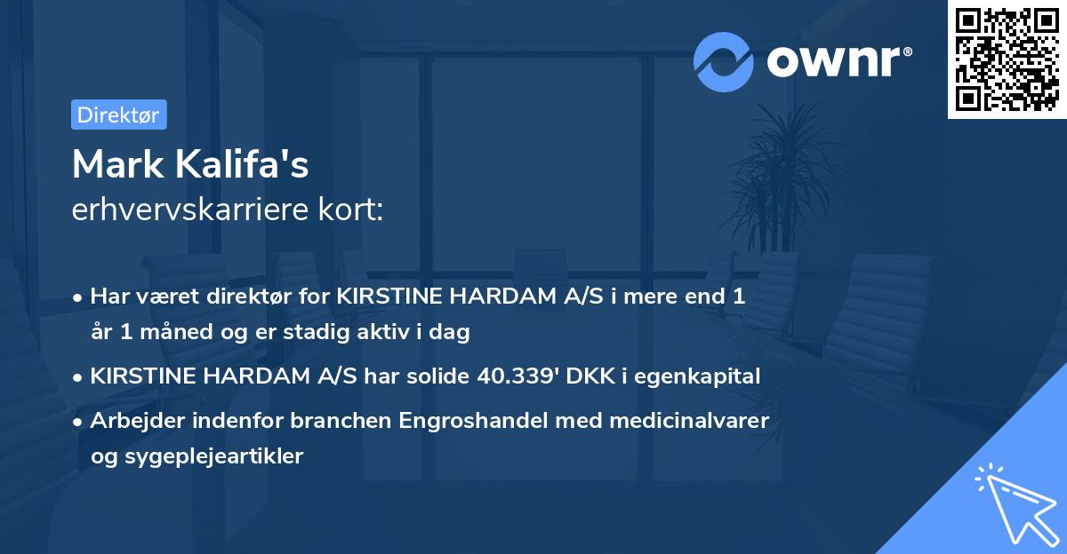 Mark Kalifa's erhvervskarriere kort