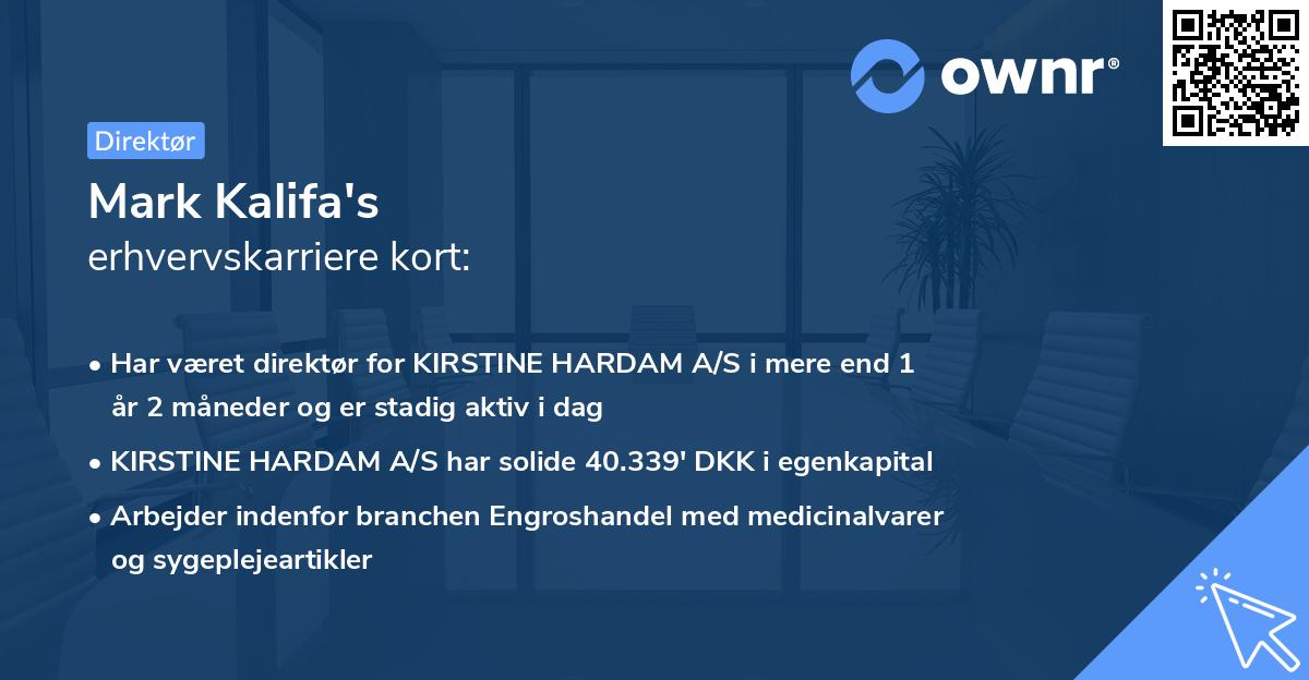 Mark Kalifa's erhvervskarriere kort