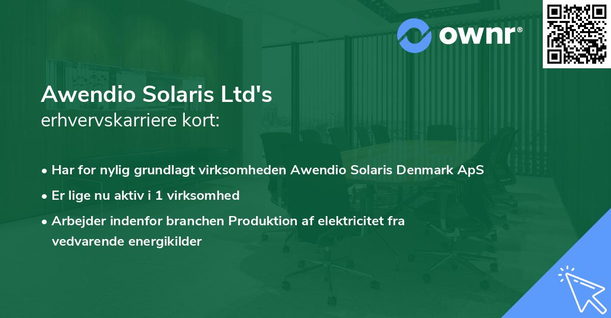 Awendio Solaris Ltd's erhvervskarriere kort
