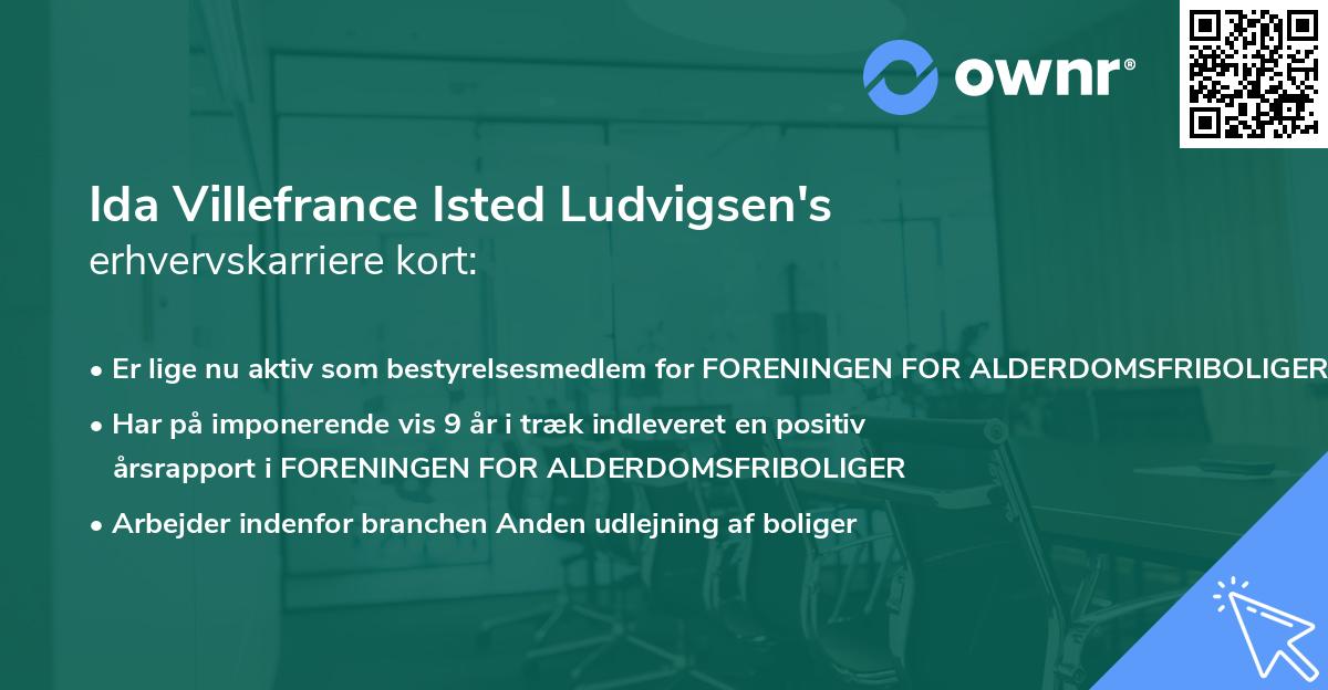 Ida Villefrance Isted Ludvigsen's erhvervskarriere kort