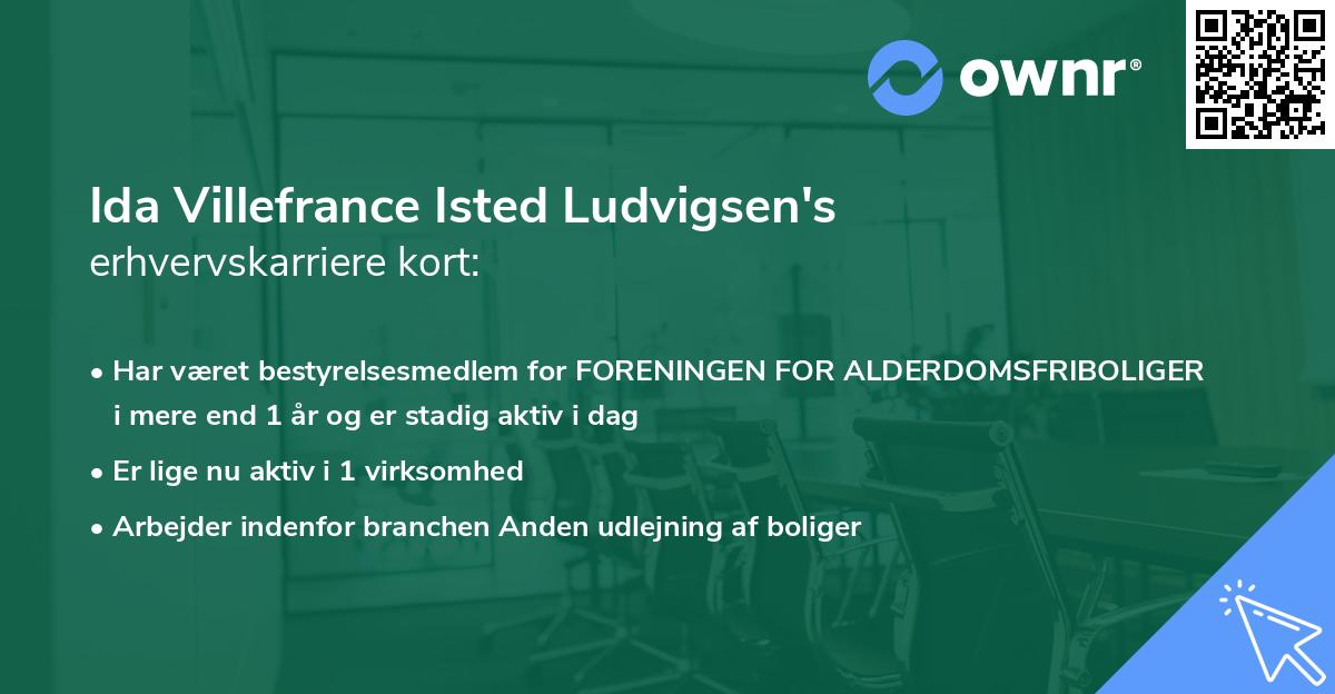 Ida Villefrance Isted Ludvigsen's erhvervskarriere kort