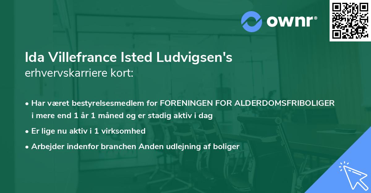 Ida Villefrance Isted Ludvigsen's erhvervskarriere kort