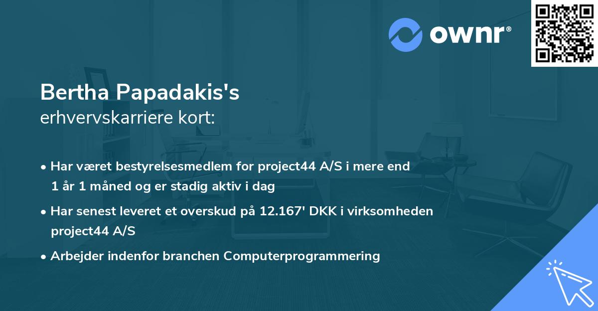 Bertha Papadakis's erhvervskarriere kort