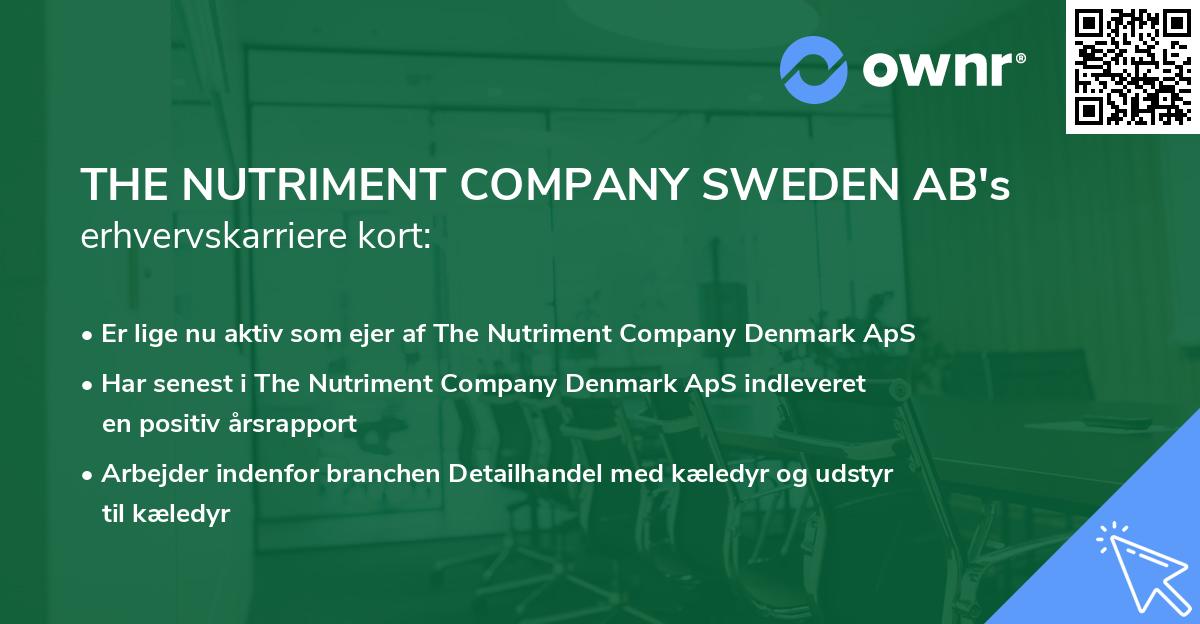 THE NUTRIMENT COMPANY SWEDEN AB's erhvervskarriere kort