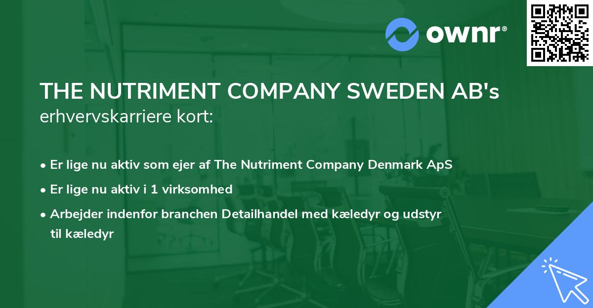 THE NUTRIMENT COMPANY SWEDEN AB's erhvervskarriere kort