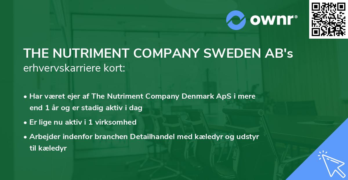 THE NUTRIMENT COMPANY SWEDEN AB's erhvervskarriere kort