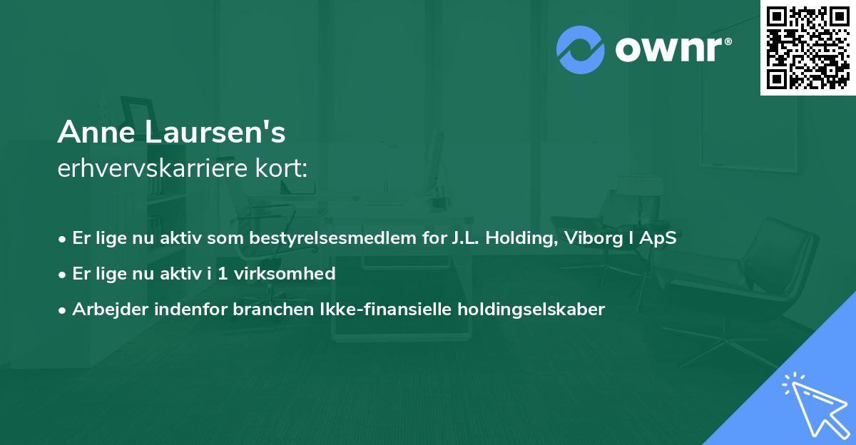 Anne Laursen's erhvervskarriere kort