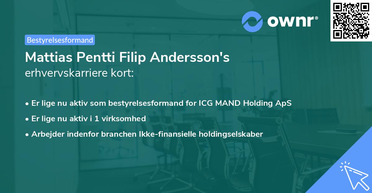 Mattias Pentti Filip Andersson's erhvervskarriere kort