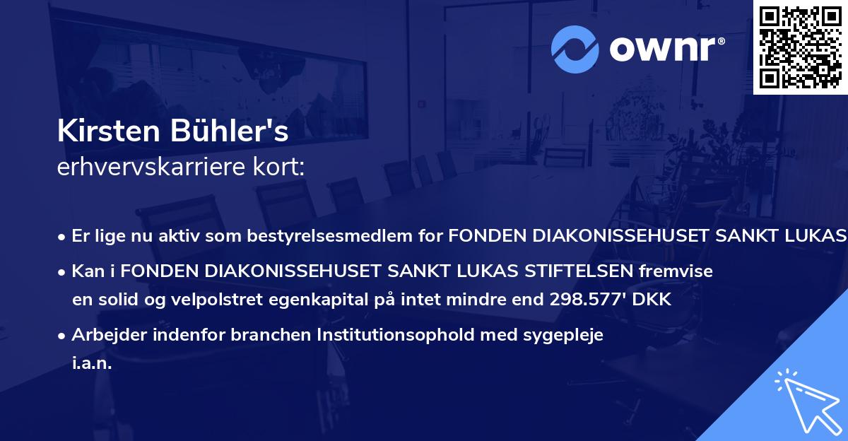 Kirsten Bühler's erhvervskarriere kort