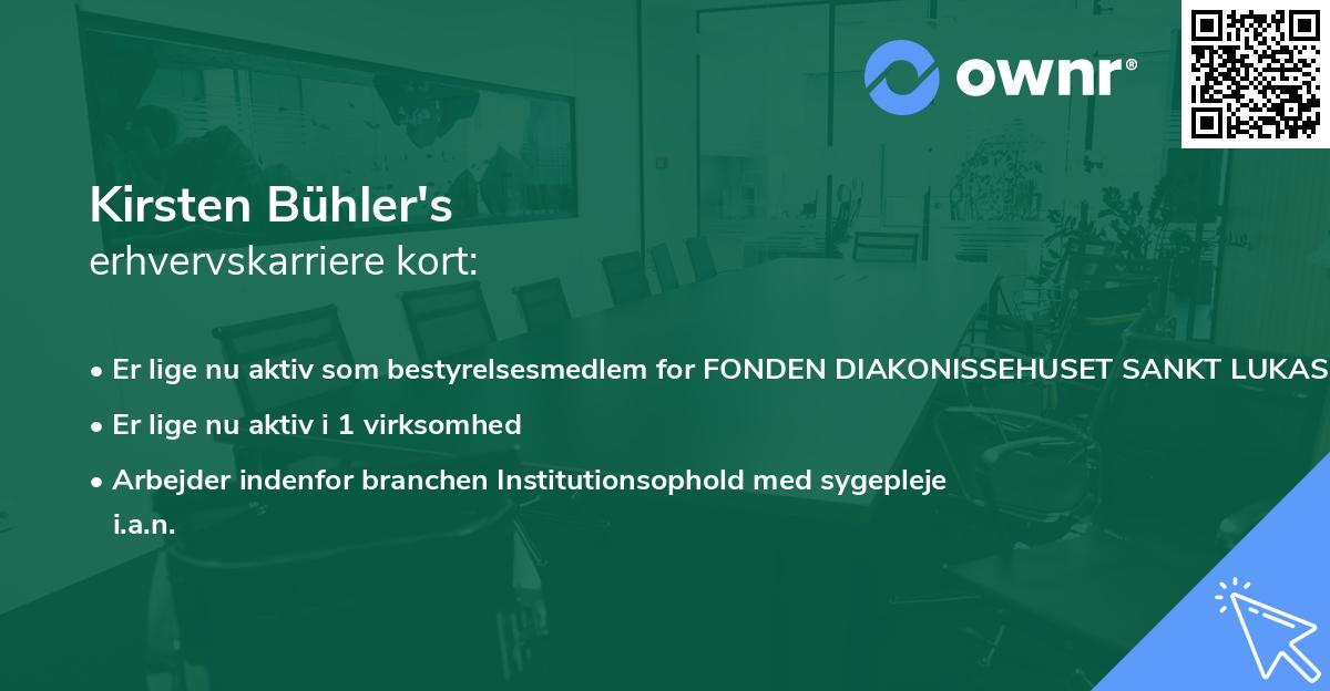 Kirsten Bühler's erhvervskarriere kort