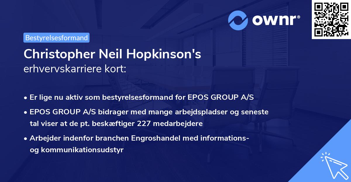 Christopher Neil Hopkinson's erhvervskarriere kort