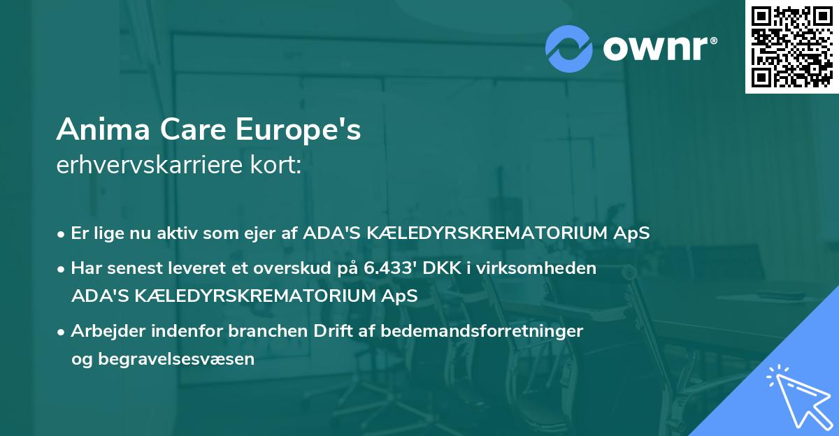Anima Care Europe's erhvervskarriere kort