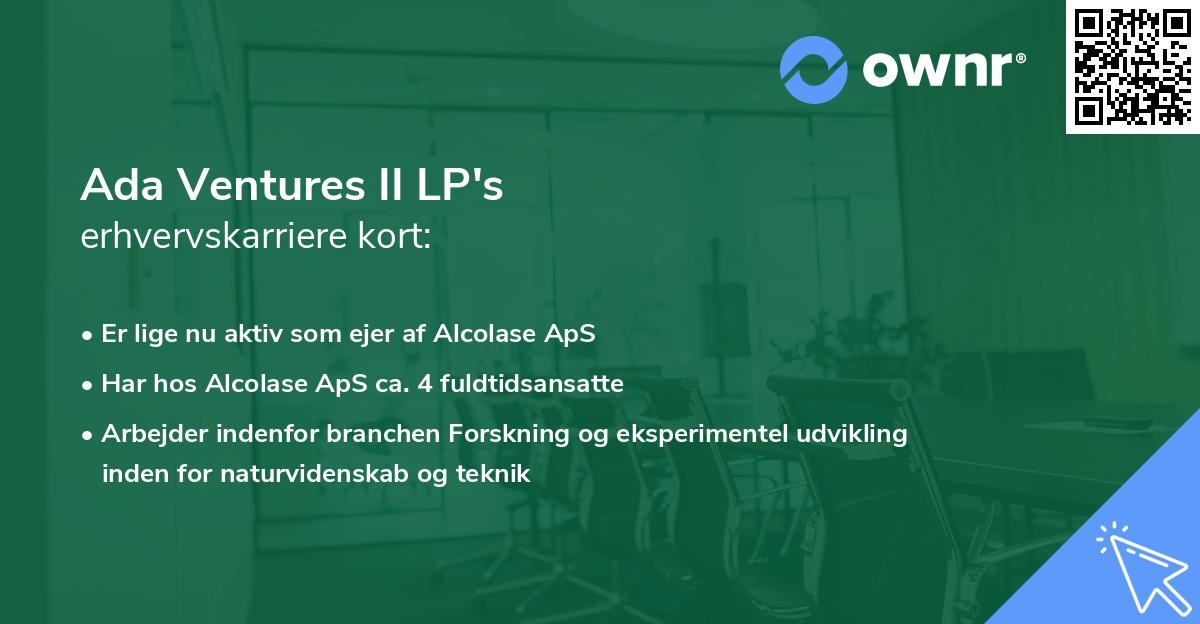 Ada Ventures II LP's erhvervskarriere kort