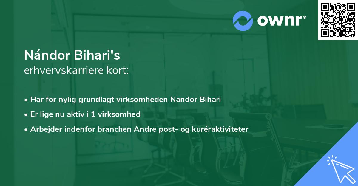 Nándor Bihari's erhvervskarriere kort