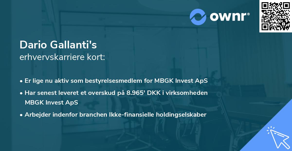 Dario Gallanti's erhvervskarriere kort