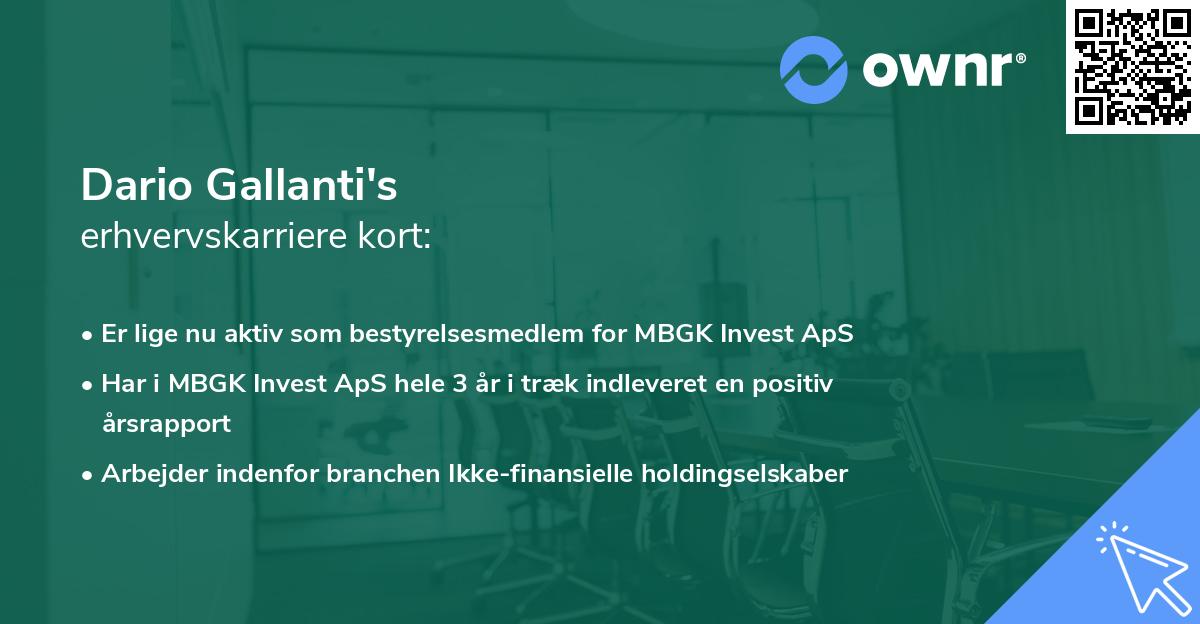 Dario Gallanti's erhvervskarriere kort