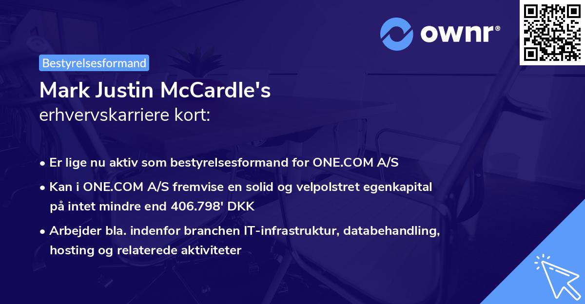 Mark Justin McCardle's erhvervskarriere kort