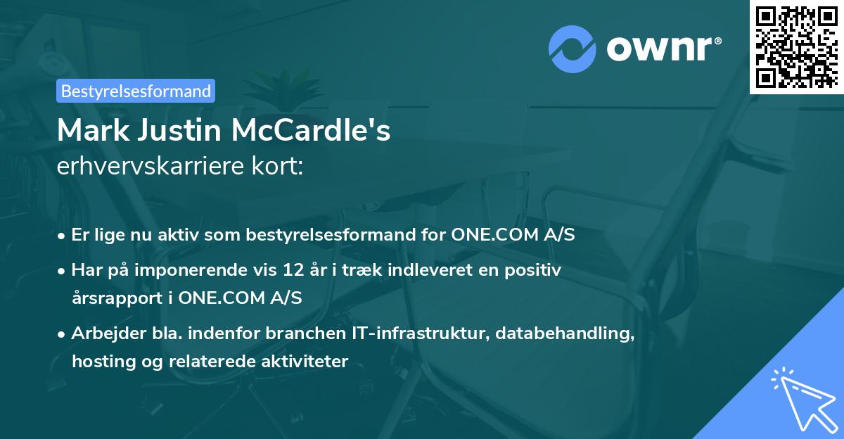 Mark Justin McCardle's erhvervskarriere kort