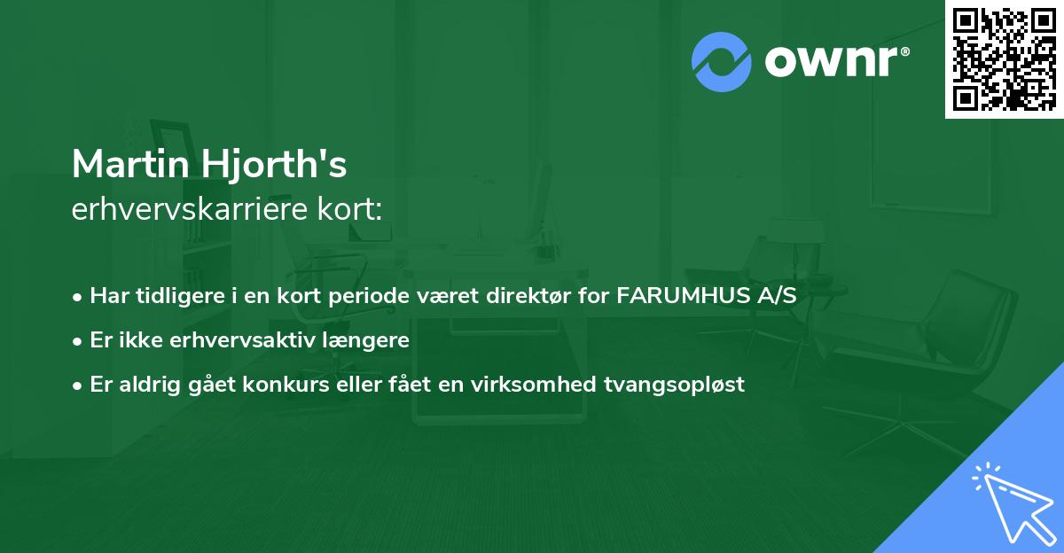 Martin Hjorth's erhvervskarriere kort