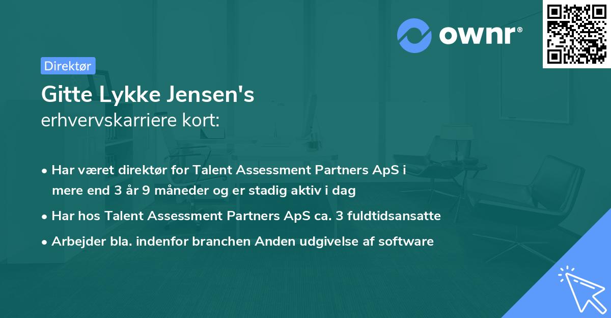 Gitte Lykke Jensen's erhvervskarriere kort