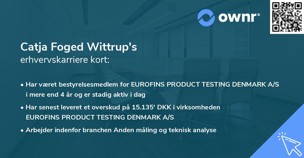 Catja Foged Wittrup's erhvervskarriere kort