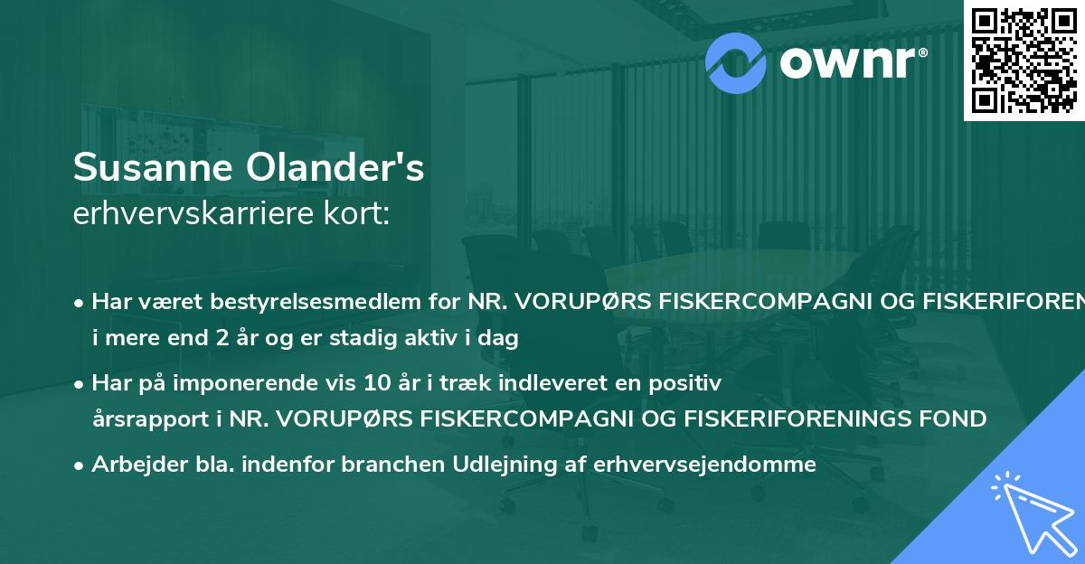 Susanne Olander's erhvervskarriere kort