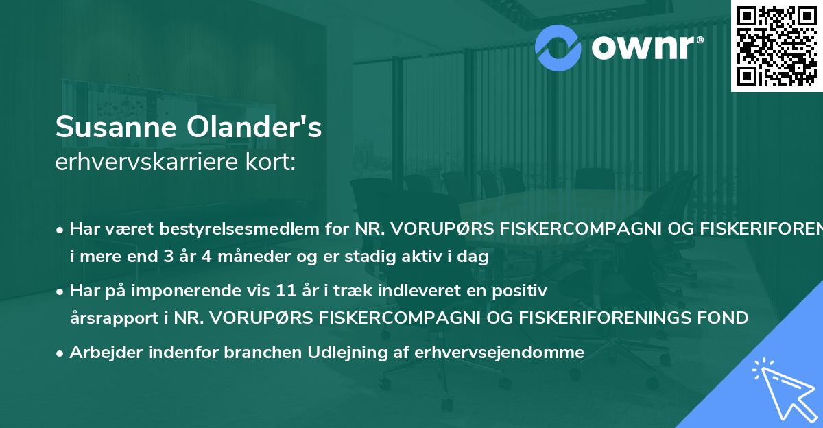 Susanne Olander's erhvervskarriere kort