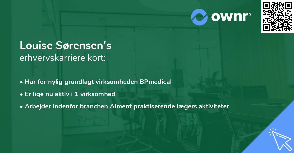 Louise Sørensen's erhvervskarriere kort