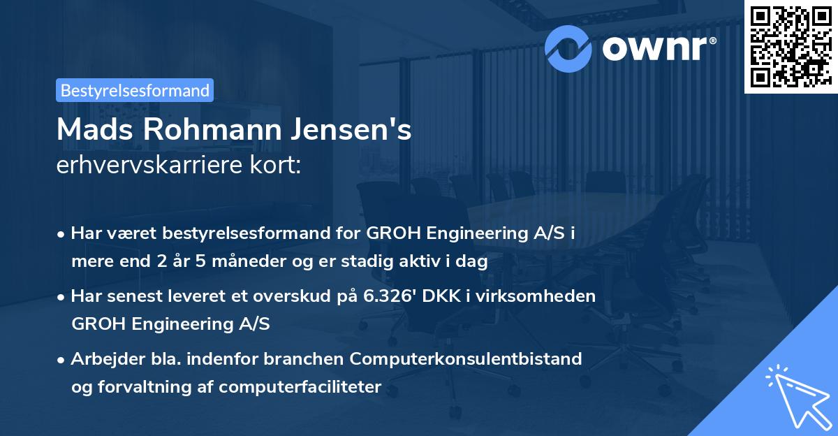 Mads Rohmann Jensen's erhvervskarriere kort