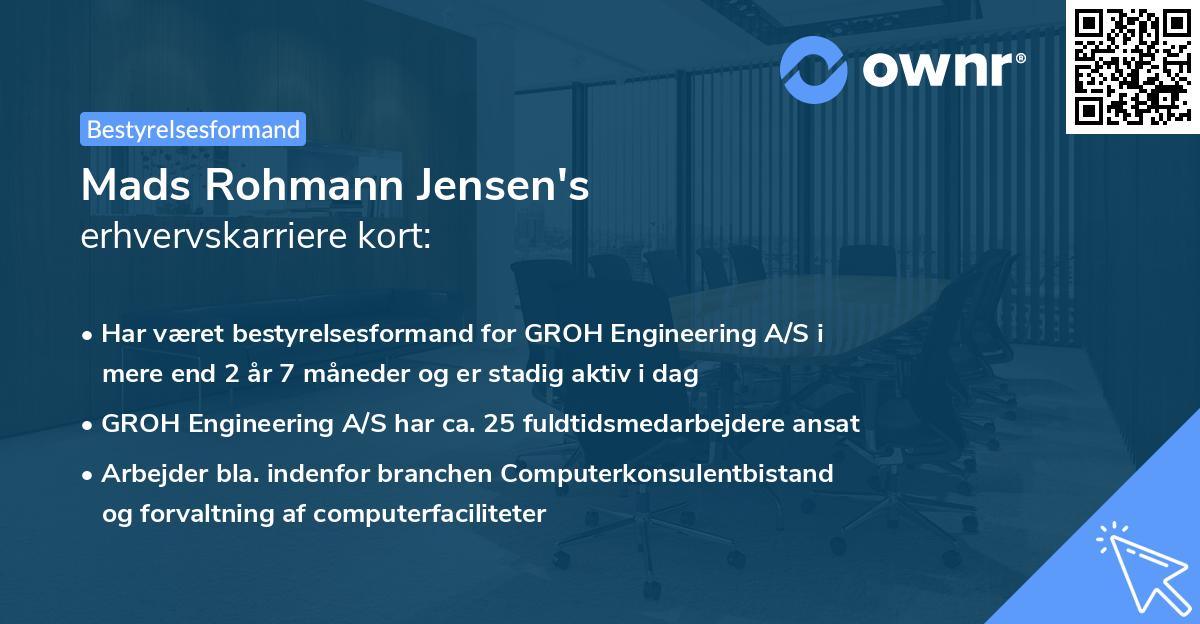 Mads Rohmann Jensen's erhvervskarriere kort
