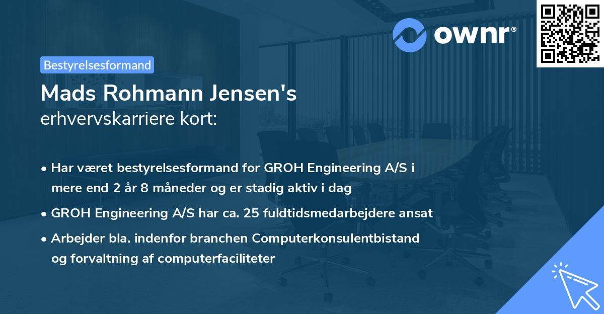 Mads Rohmann Jensen's erhvervskarriere kort