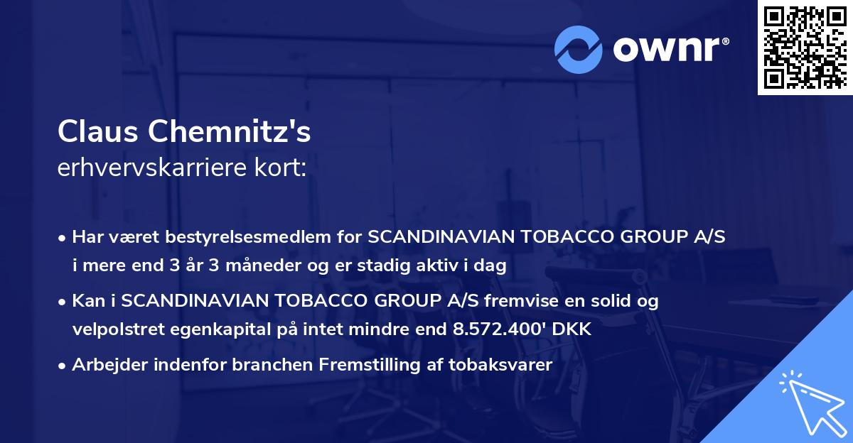 Claus Chemnitz's erhvervskarriere kort